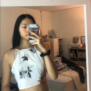 SHEIN crop floral halter